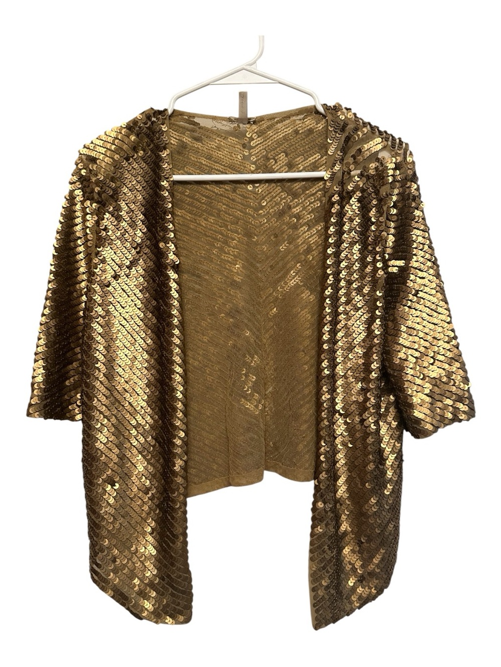 Flounce Gold Sequined Open-Front Cardigan Size XS (Flawed)